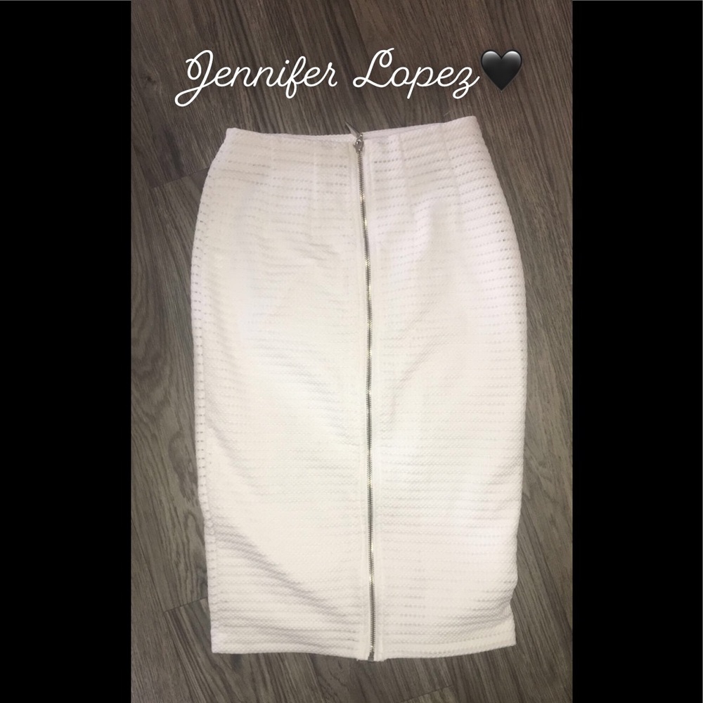 Jennifer Lopez white mesh pencil skirt